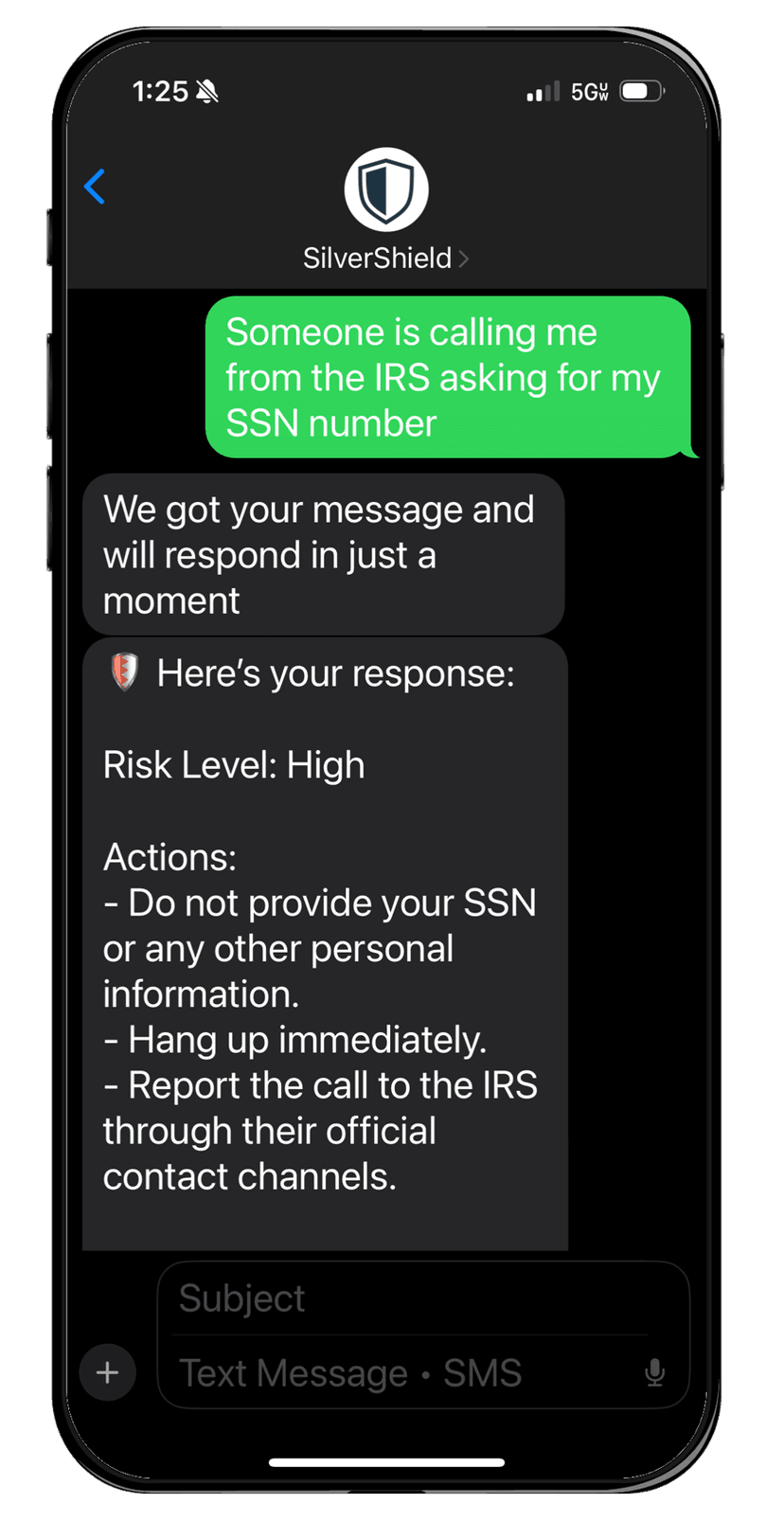 SilverShield app mockup