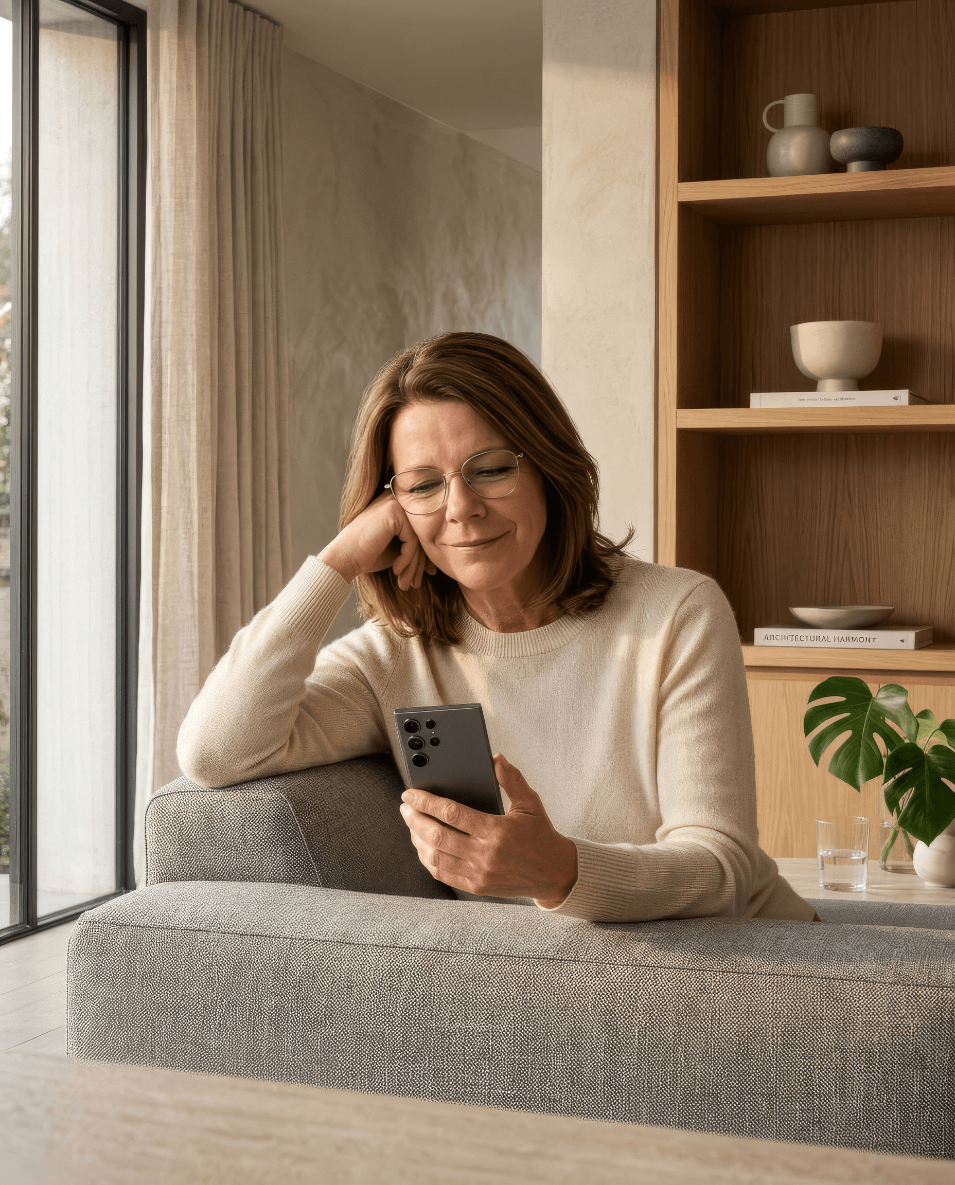 An older adult at home, feeling protected